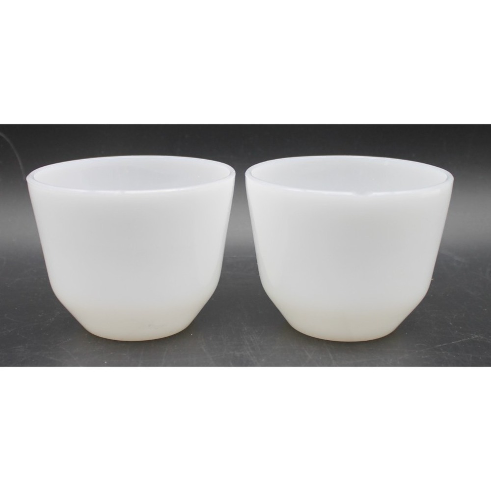 2 Vintage Federal HeatProof White Milk Glass Custard Cups Oven Ware 3" Cups READ